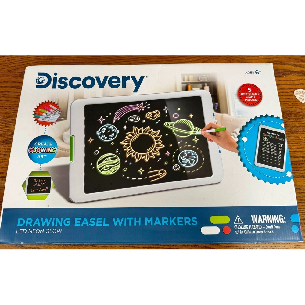 Discovery‎ Drawing Easel with Markers LED Neon Glow New